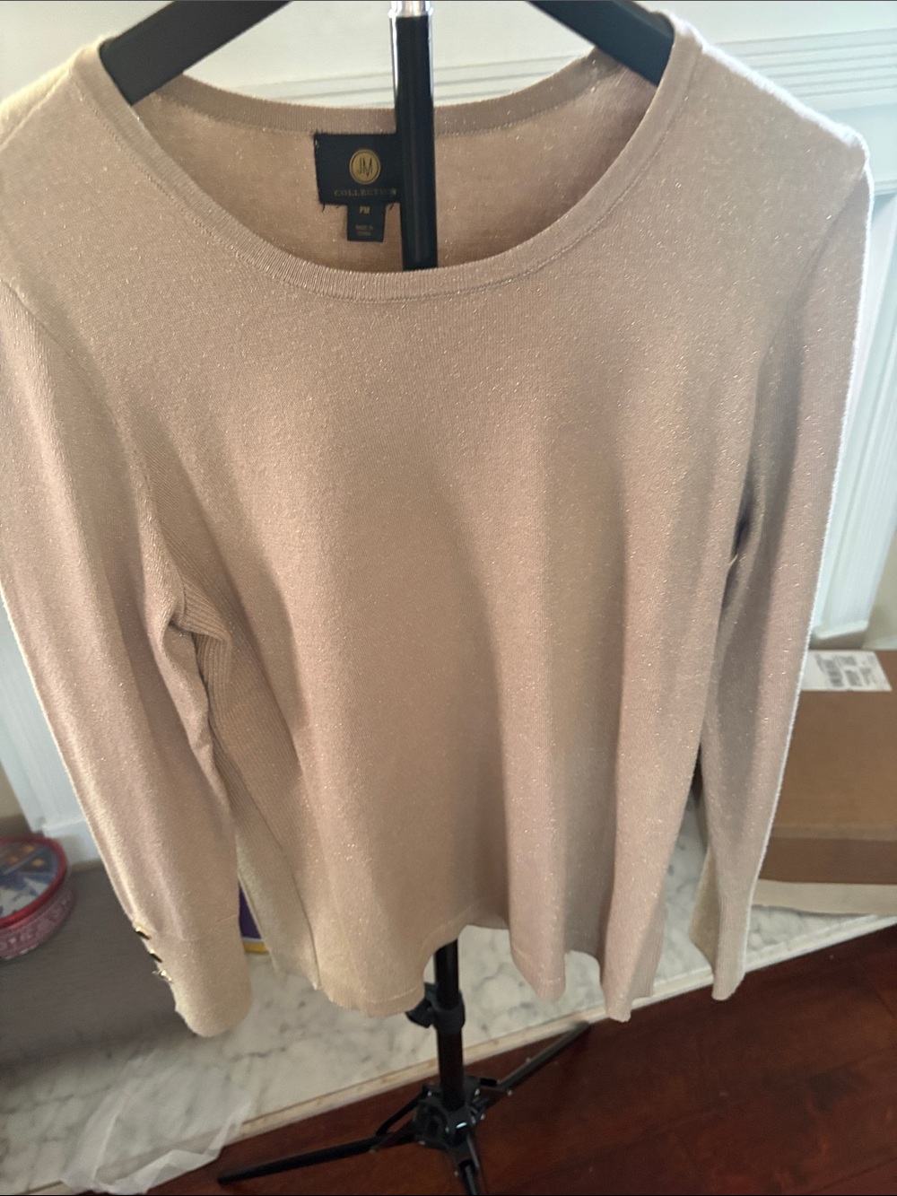 JM Collection Shimmery Light Beige Top